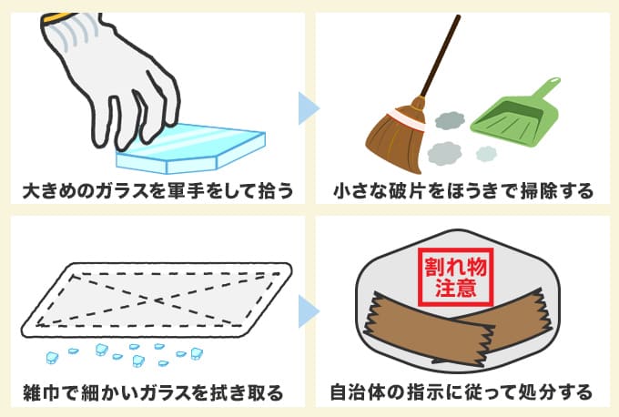 ガラスの破片の片付け方